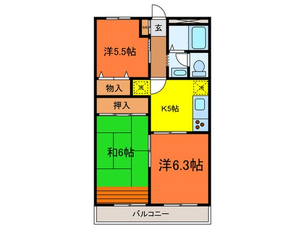 グリ－ンパ－ルＢの物件間取画像